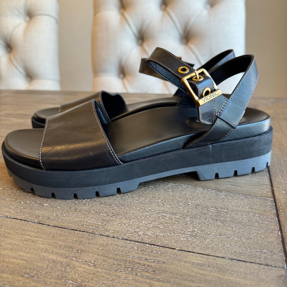 VIONIC Women's Size 9 Jamie Platform Sandal Comfort Casual Goth Goddess Lug